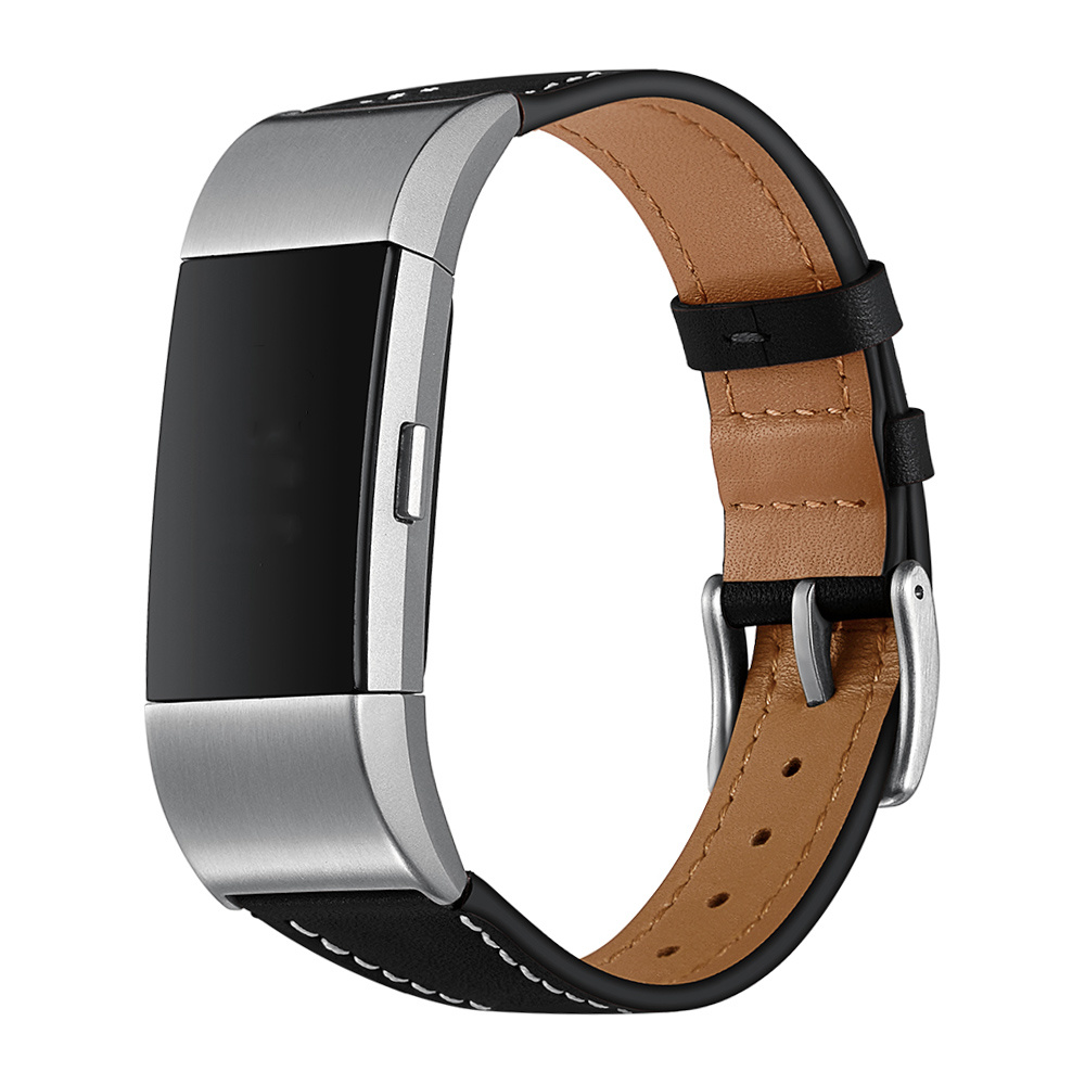 Fitbit Charge 2 premium leren band - zwart