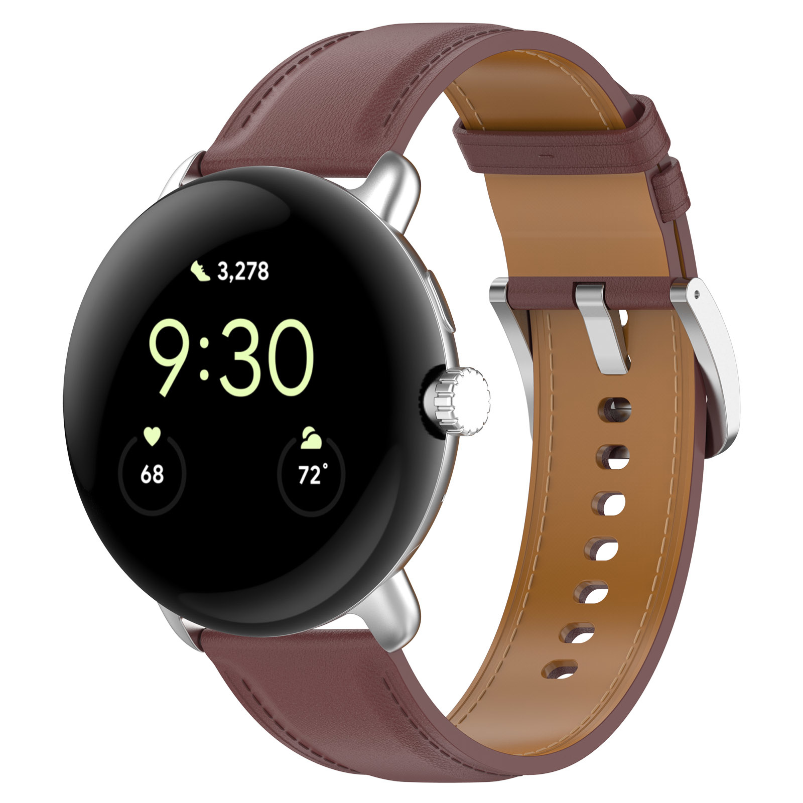 Google Pixel Watch leren band - donkerbruin