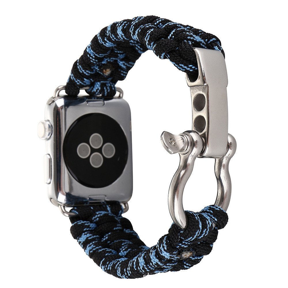 Apple Watch nylon rope band - camouflage blauw