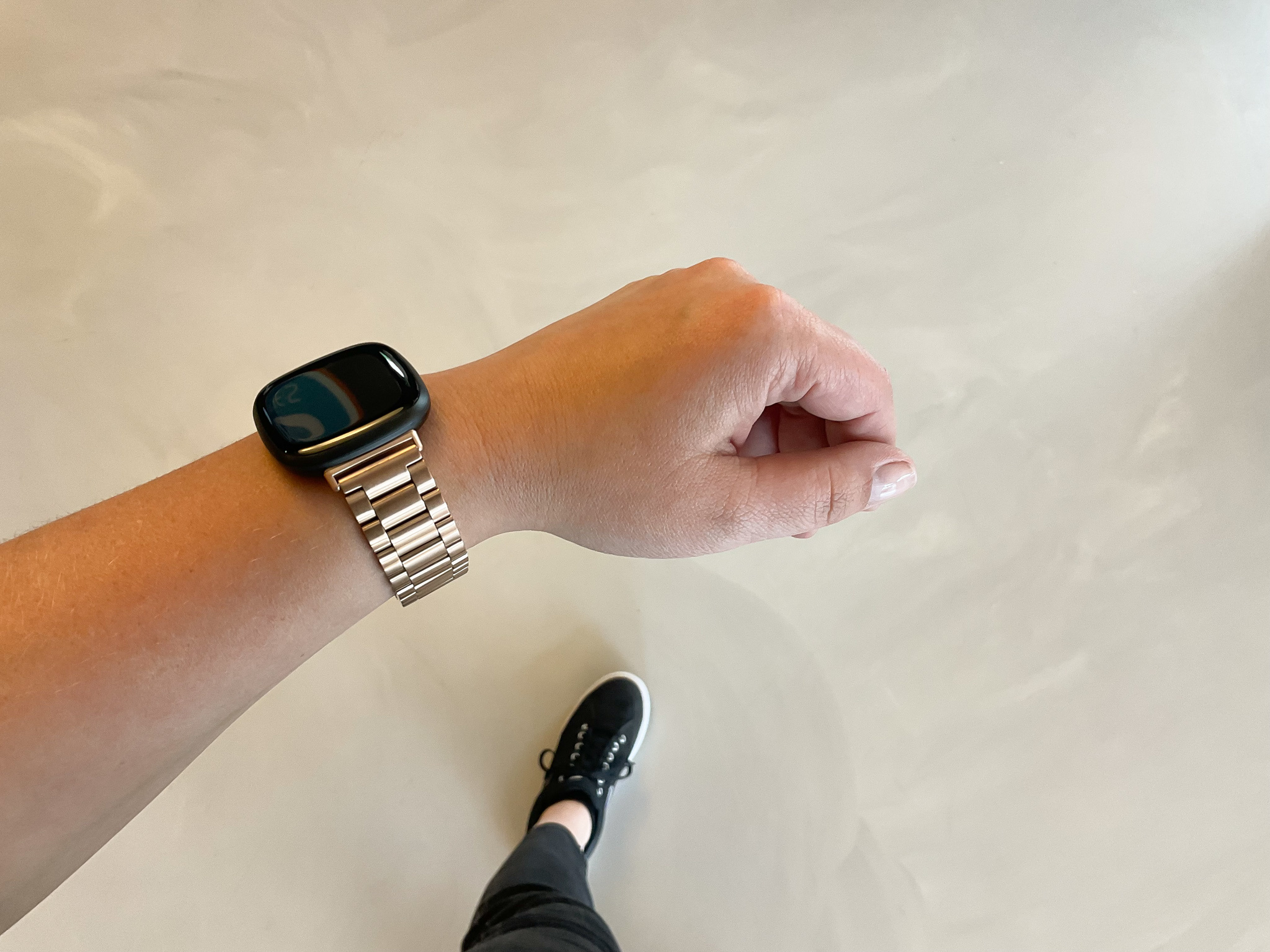 Fitbit Versa 3 / Sense kralen stalen schakel band - rose rood