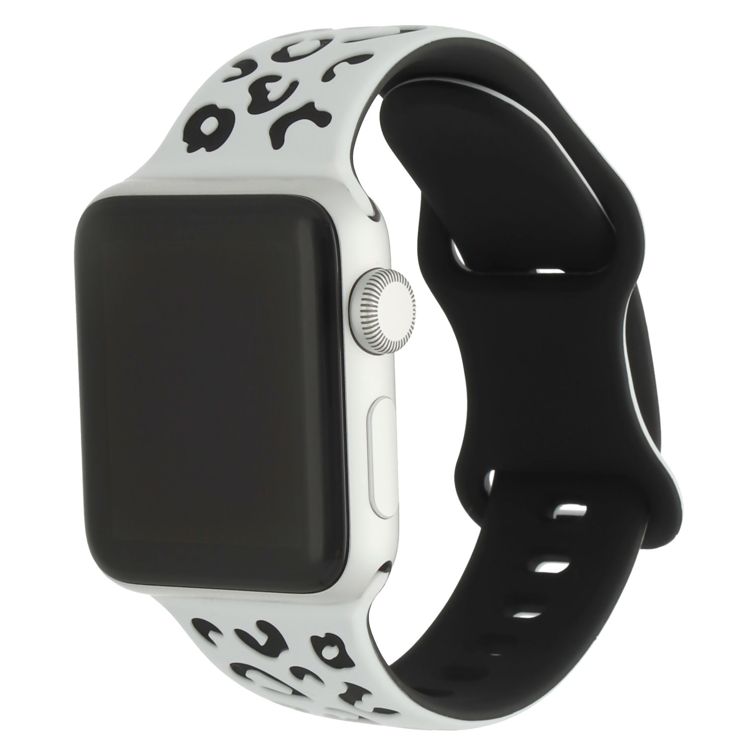 Apple Watch siliconen luipaard Wild band - wit zwart