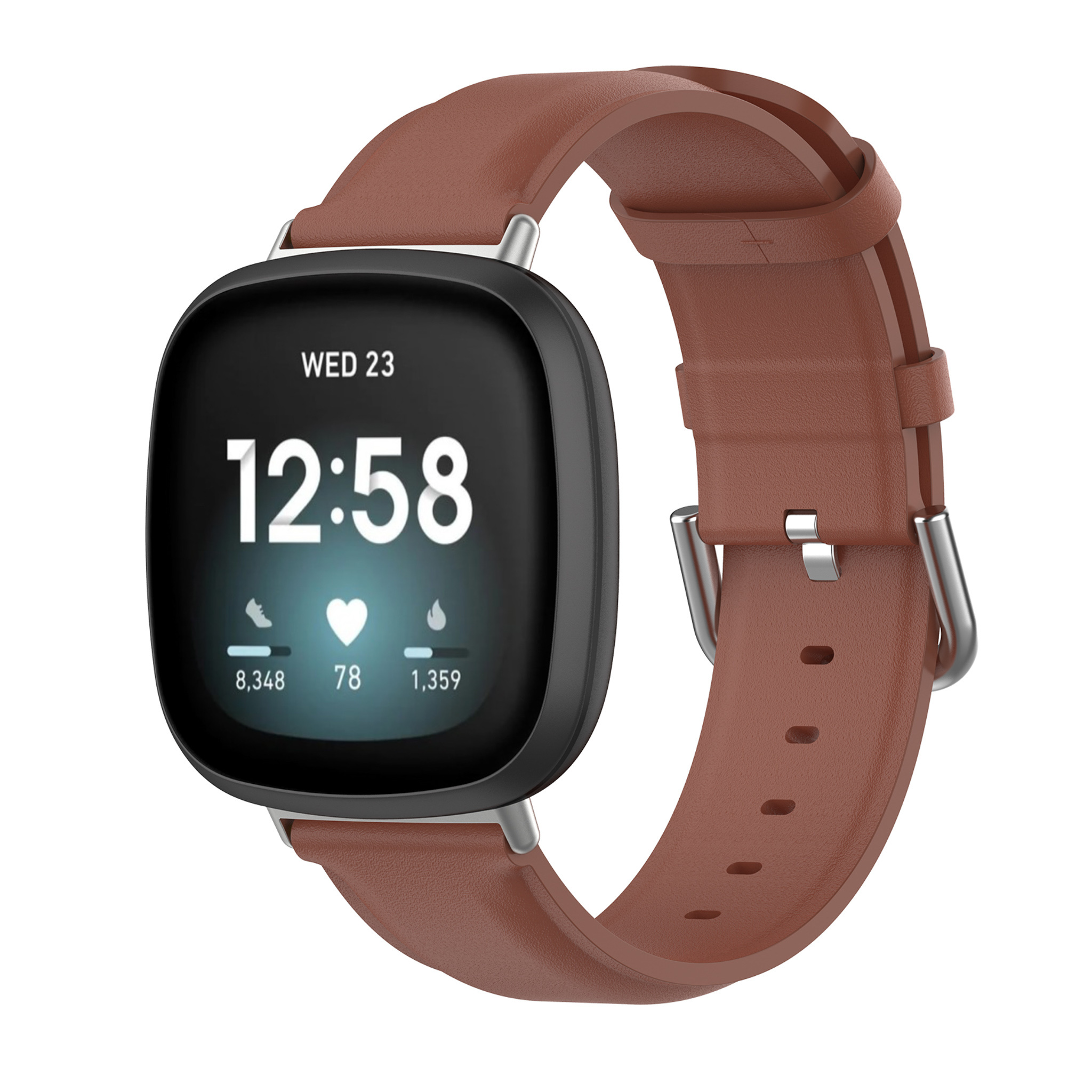 Fitbit Versa 3 / Sense leren band - bruin