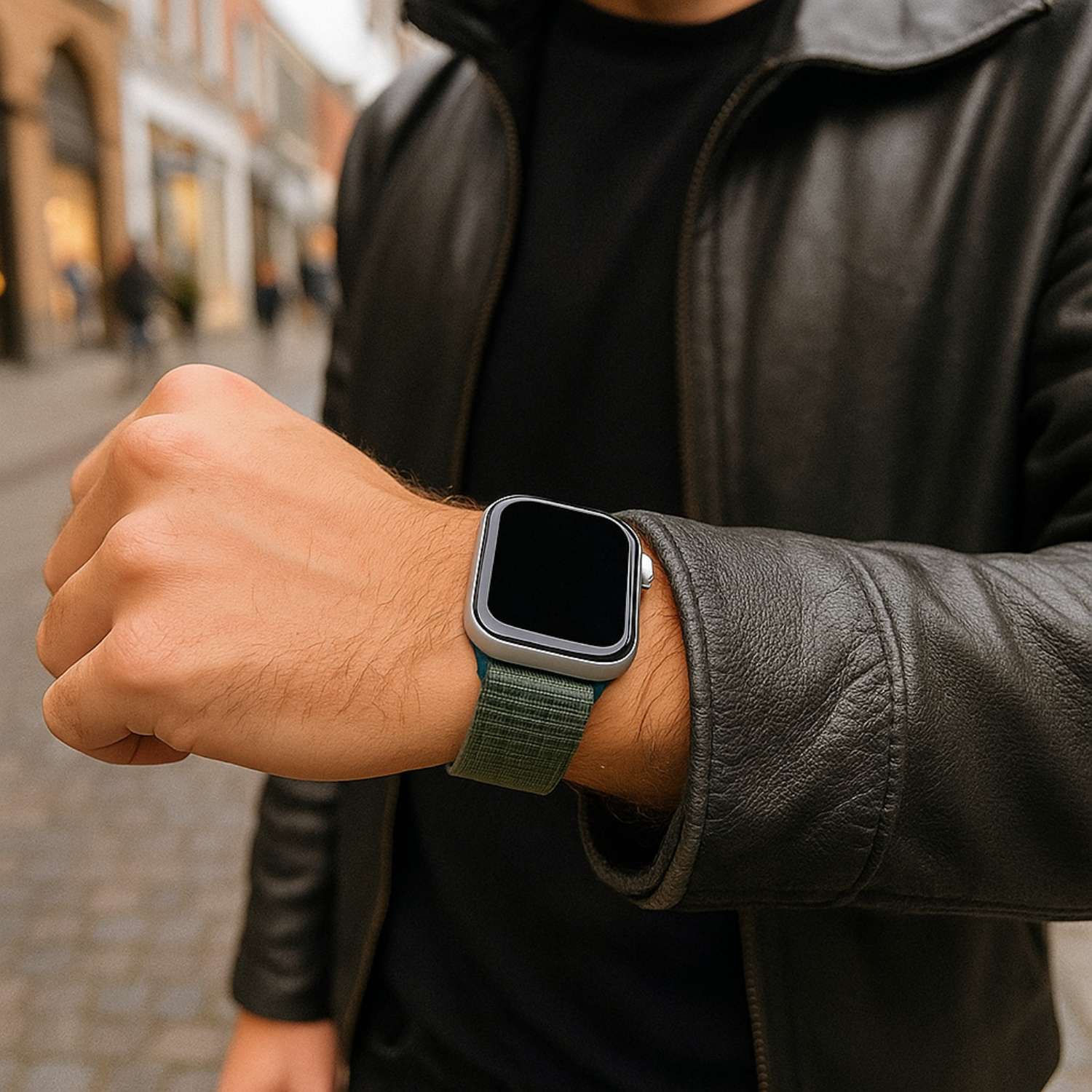 Apple Watch bandje Flyne - geweven - nylon - blauwgroen