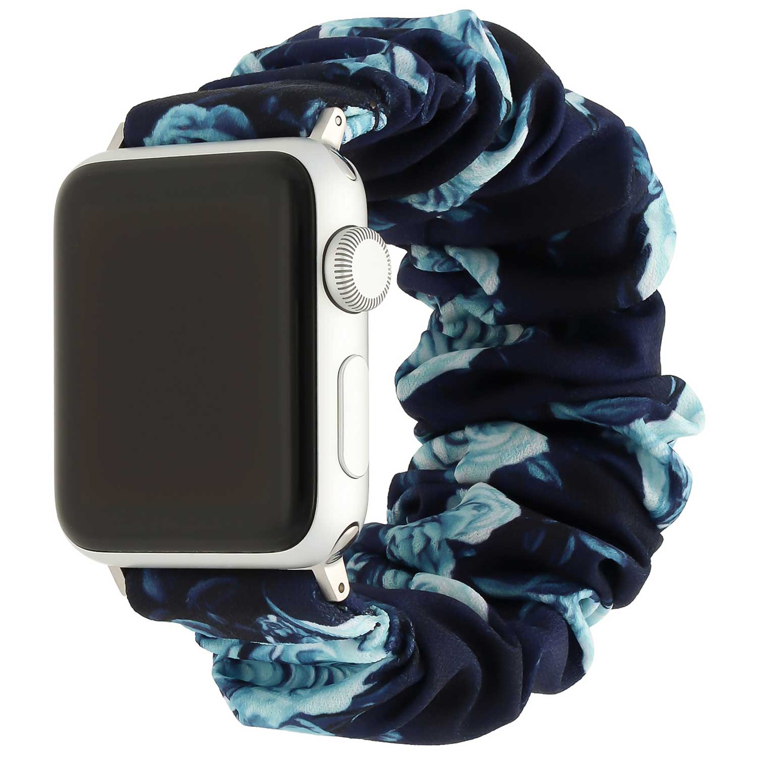 Apple-Watch-nylon-Scrunchie-band-donkerblauw-rozen-7440850080044-123watches-hoofdfoto
