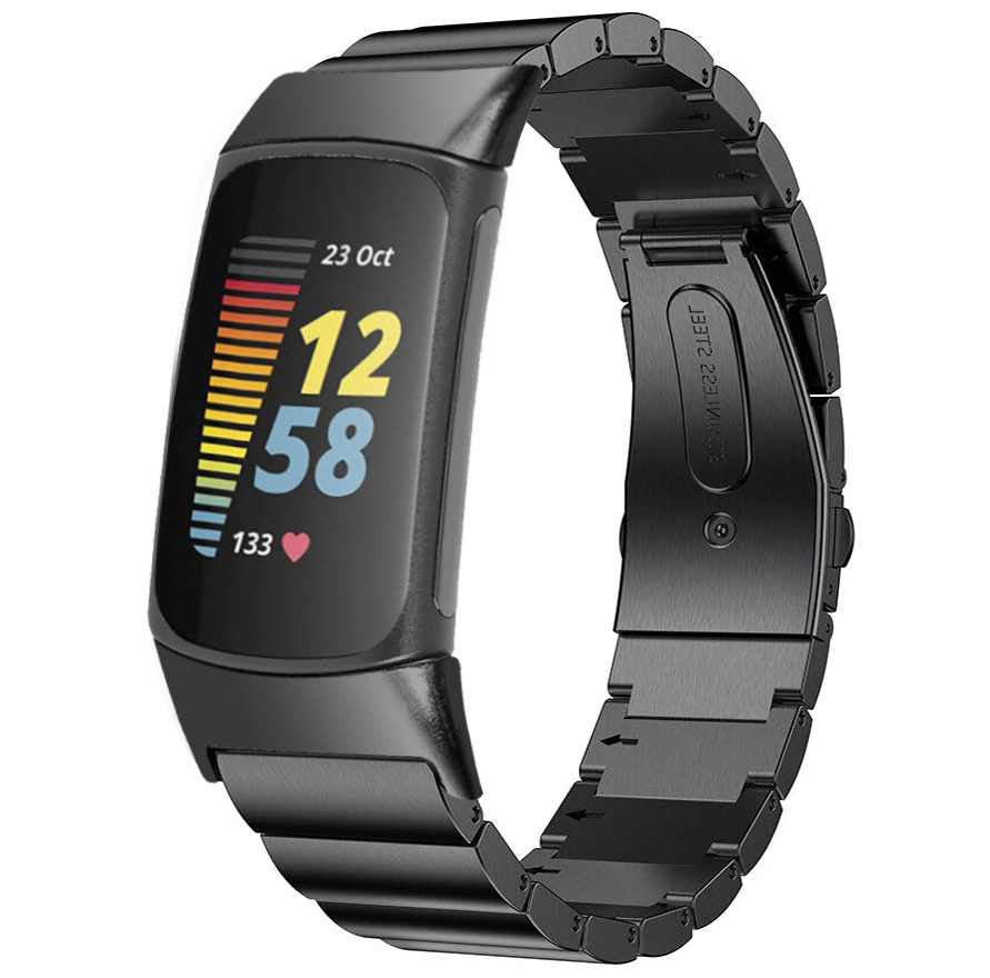 Fitbit Charge 5 stalen schakel band - zwart