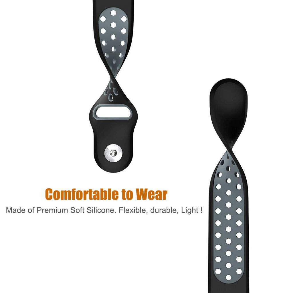 Fitbit Charge 3 & 4 dubbel sport band - zwart grijs