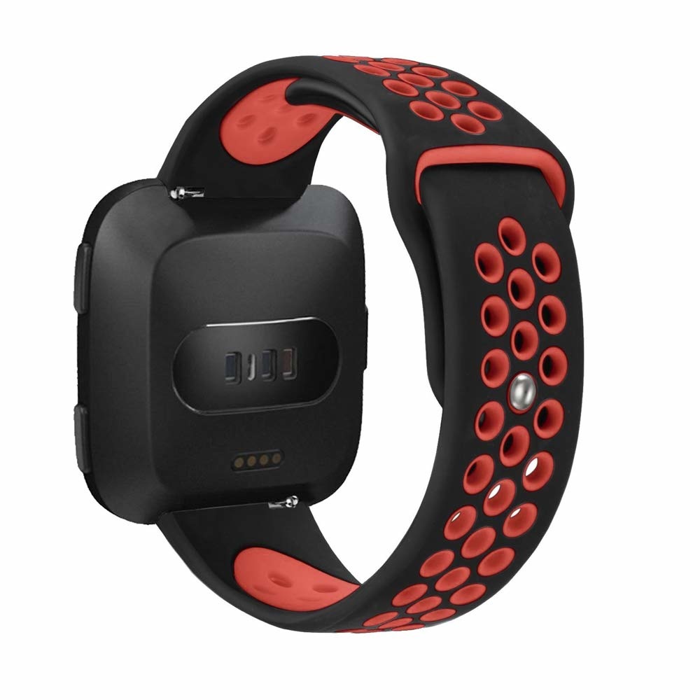 Fitbit Versa dubbel sport band - zwart rood
