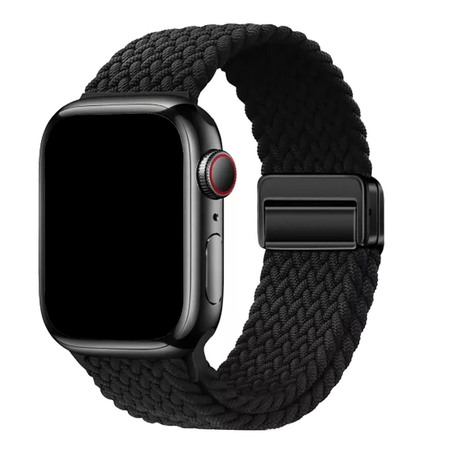 Apple Watch bandje Zyra - nylon - zwart Apple Watch bandje Zyra - nylon - zwart