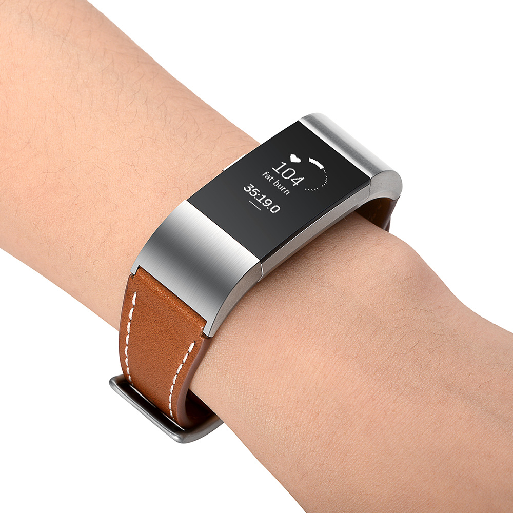 Fitbit Charge 2 premium leren band - bruin