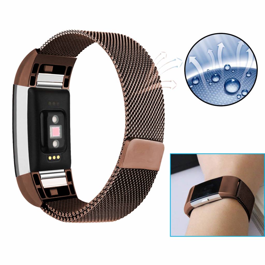 Fitbit Charge 2 milanese band - bruin