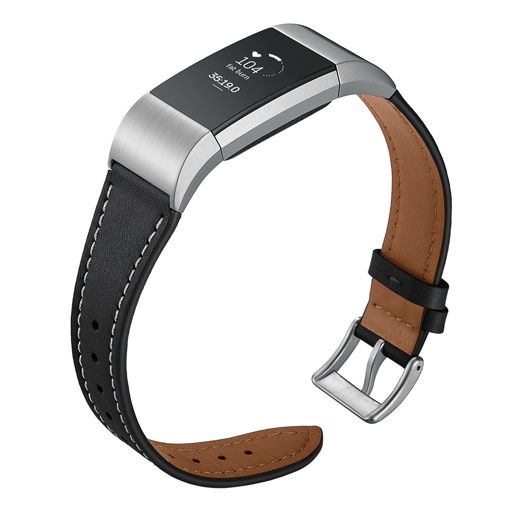 Fitbit Charge 2 premium leren band - zwart