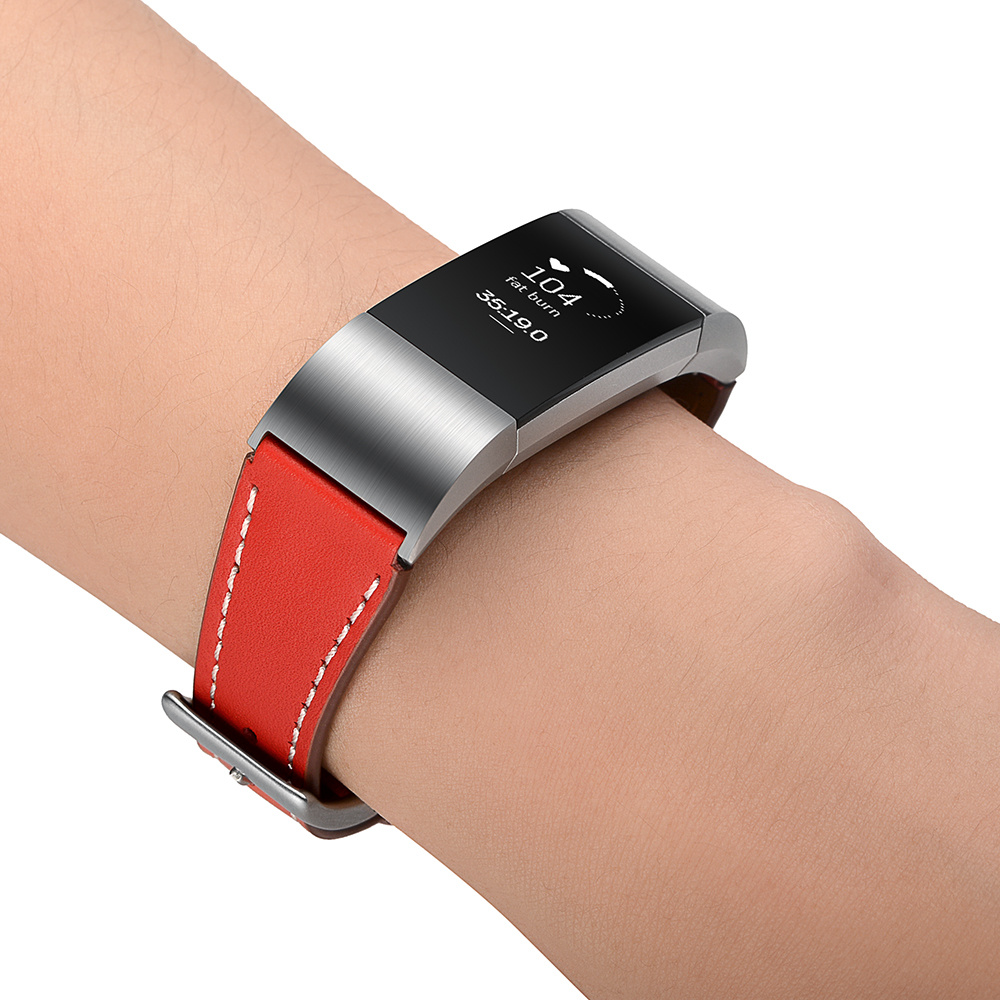 Fitbit Charge 2 premium leren band - rood