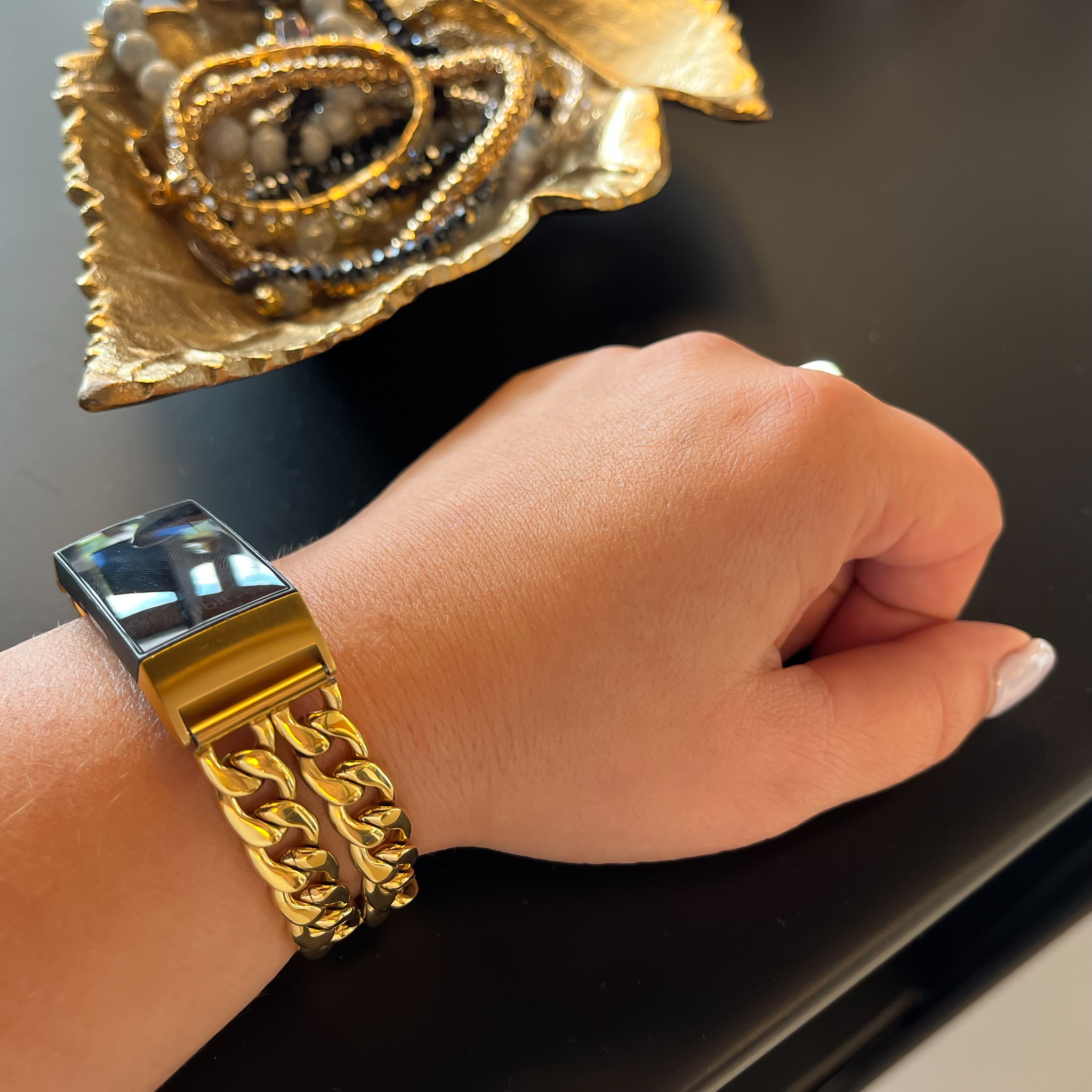 Fitbit Charge 3 & 4 cowboy stalen schakel band - goud
