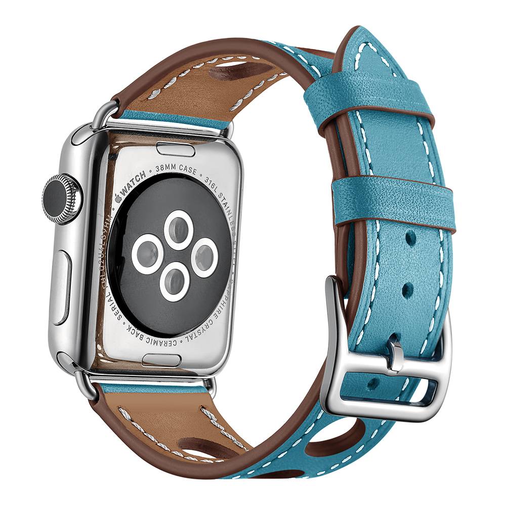 Apple Watch leren hermes band - lichtblauw