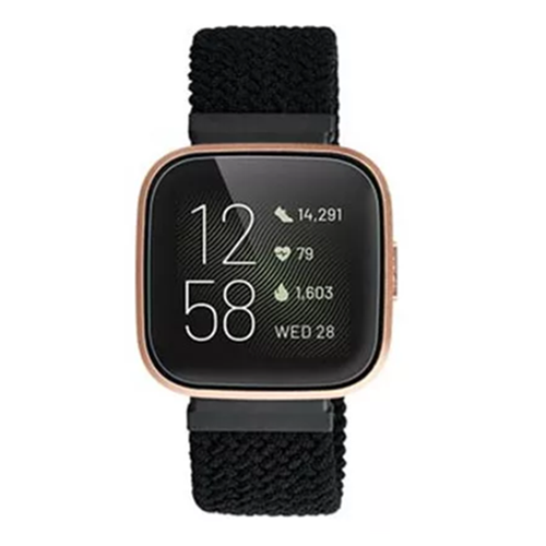 Fitbit Versa nylon gevlochten solo band - zwart