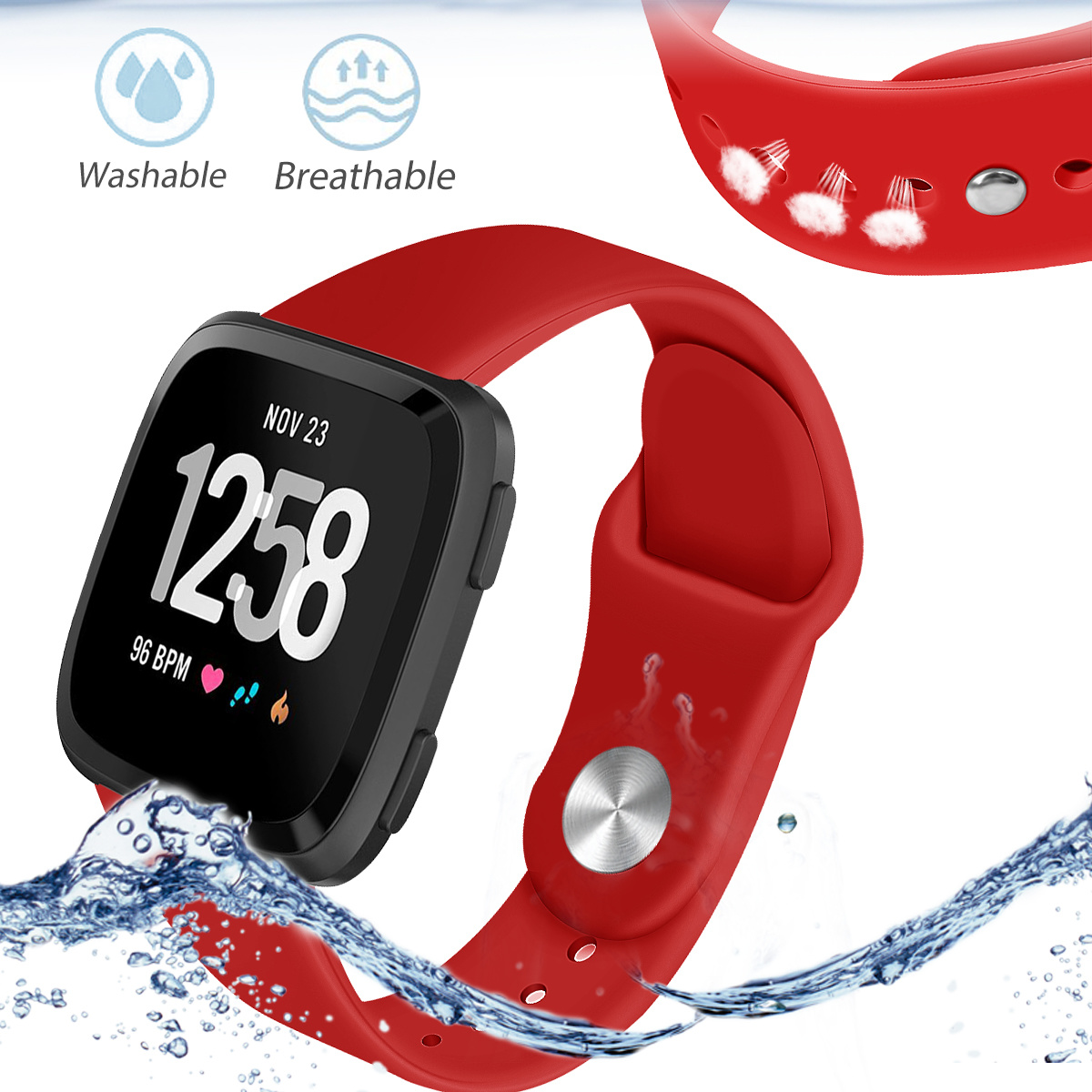 Fitbit Versa siliconen sport band - rood