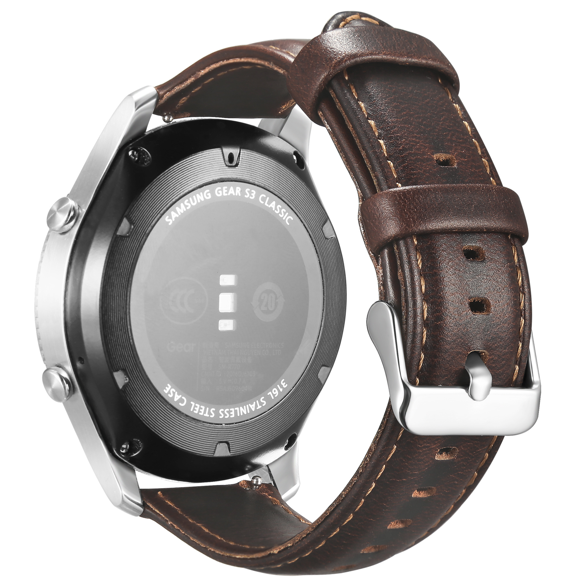 Garmin Vivoactive / Vivomove genuine leren band - donkerbruin