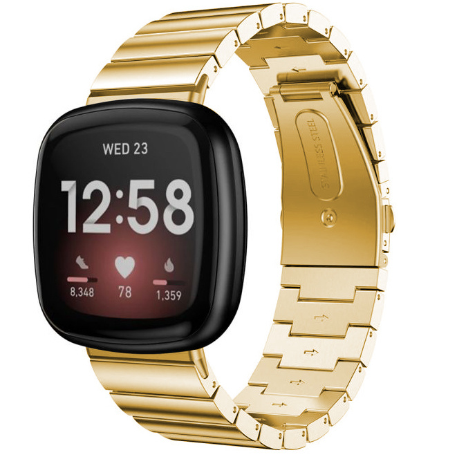 Fitbit Versa 3 / Sense stalen schakel band - goud
