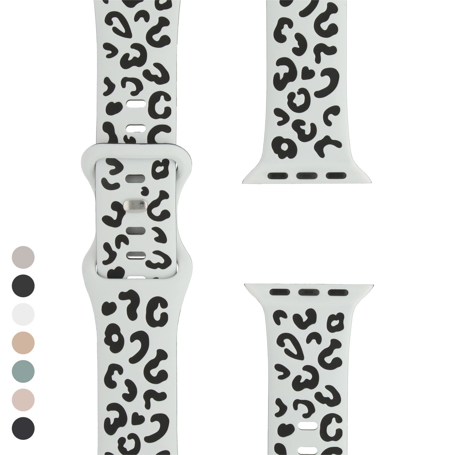 Apple Watch siliconen luipaard Wild band - wit zwart