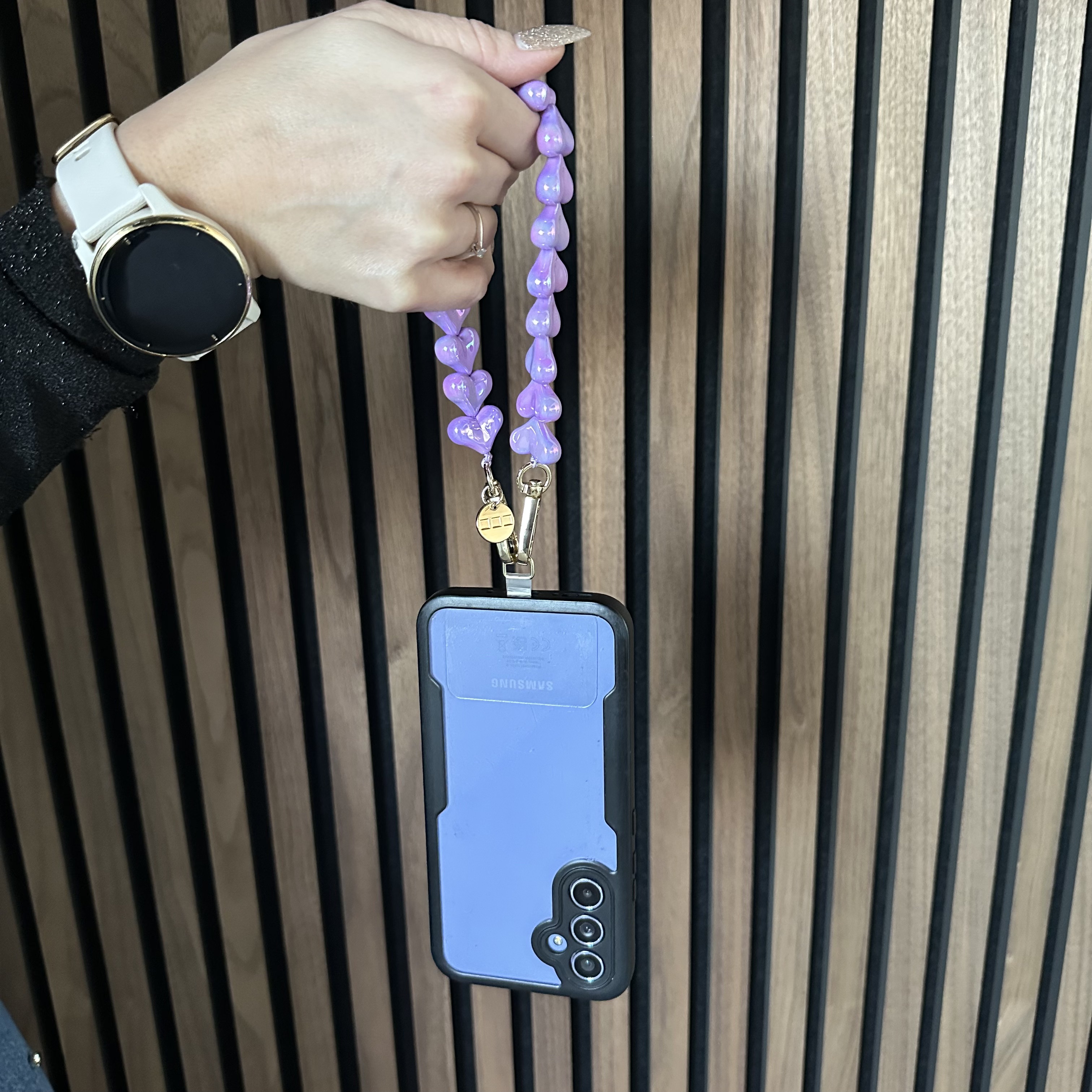 Telefoonkoord Heart - shiny paars - goud