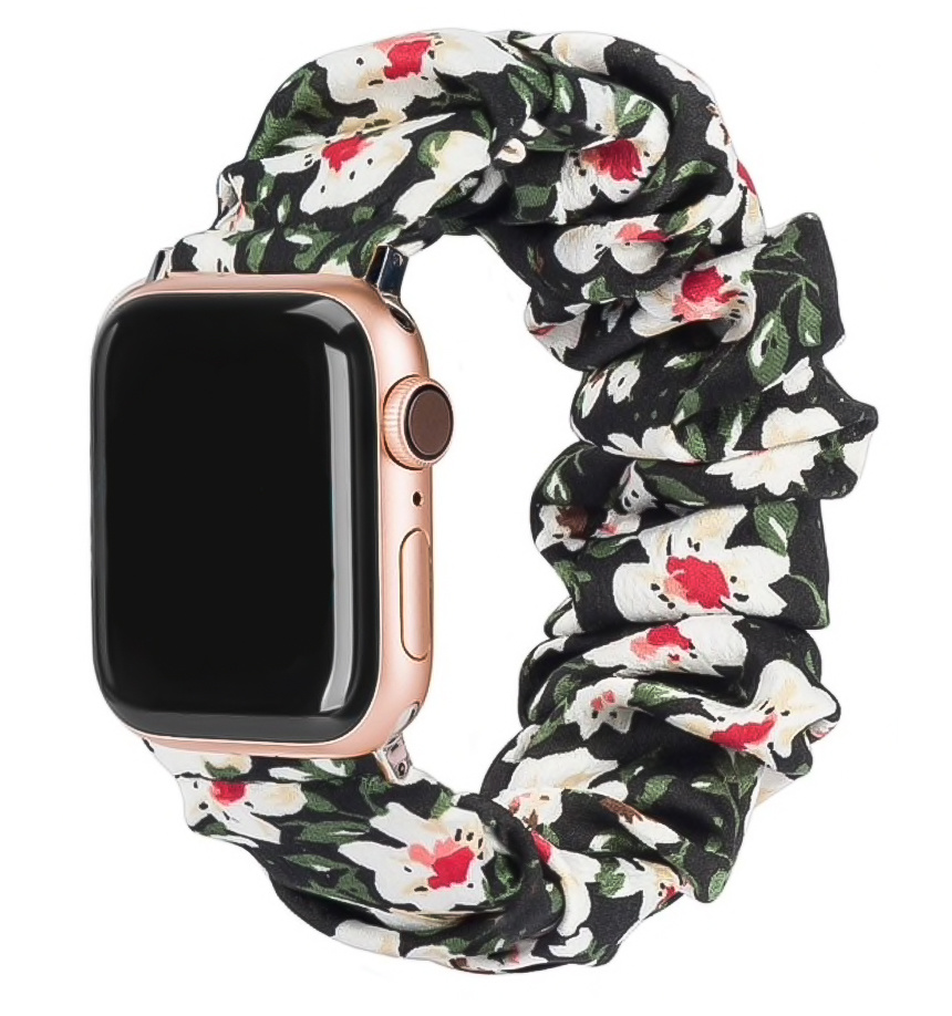 Apple Watch Nylon Scrunchie Band - Bloemen - 42mm/44mm/45mm/49mm - ML