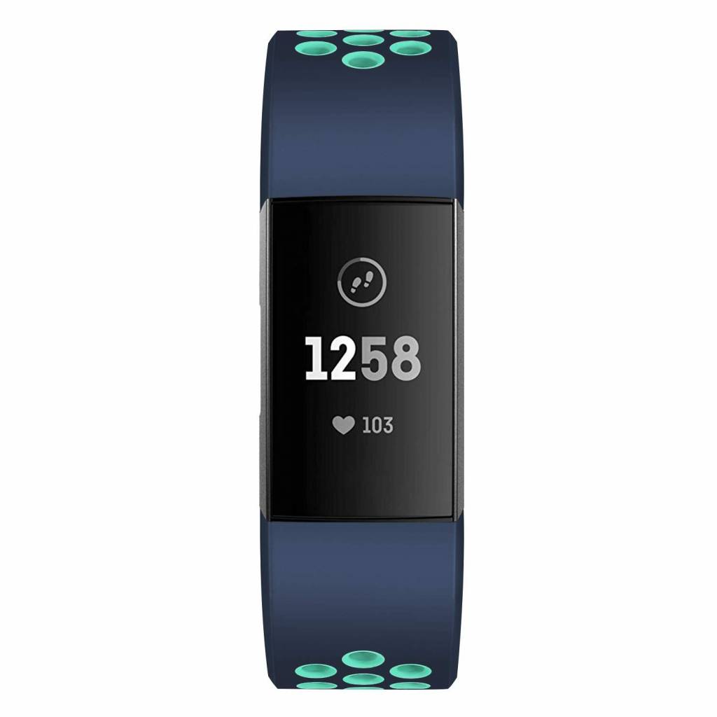 Fitbit Charge 3 & 4 dubbel sport band - donkerblauw lichtblauw