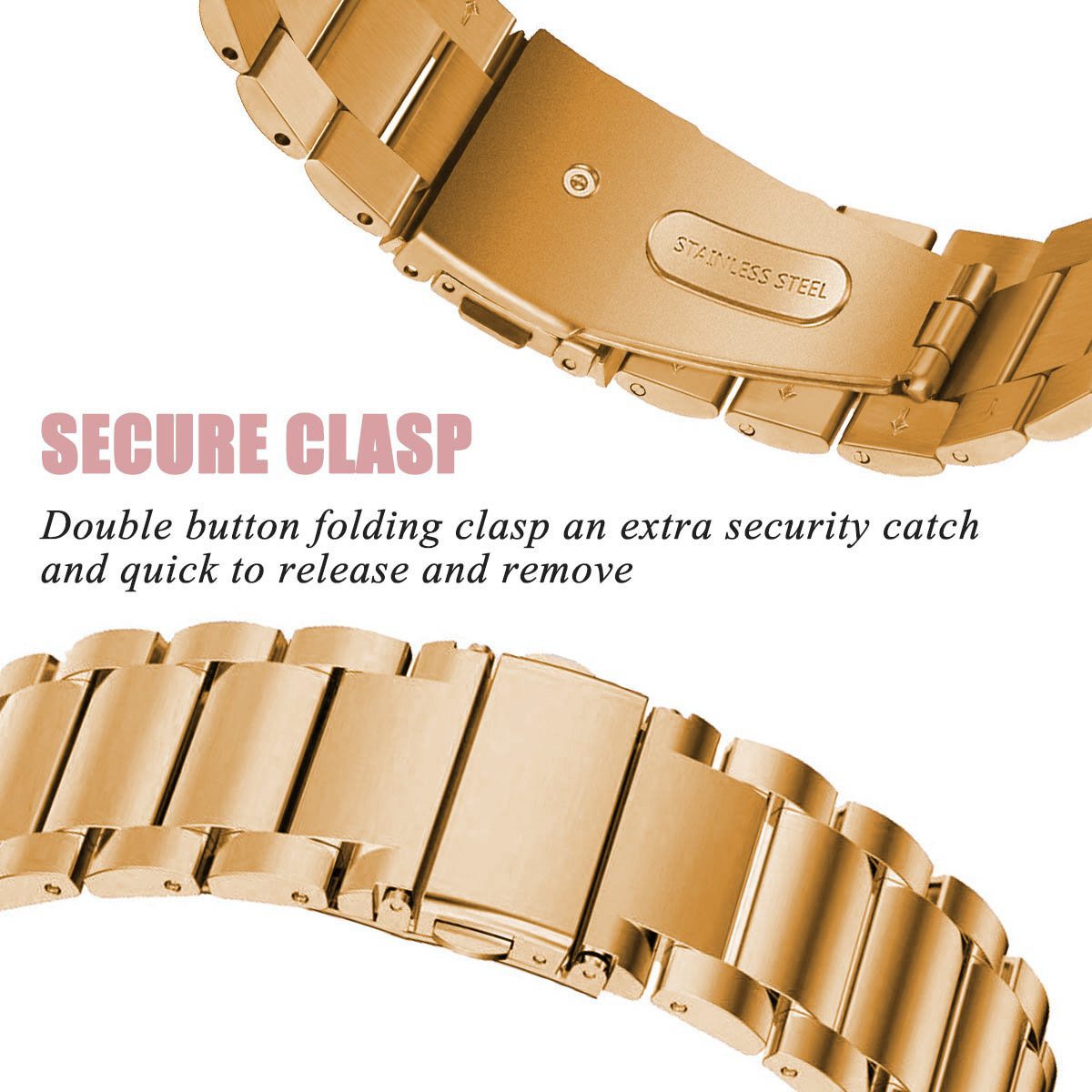 Fitbit Versa kralen stalen schakel band - rose goud