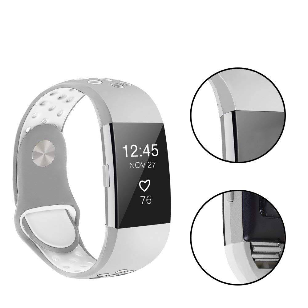 Fitbit Charge 2 dubbel sport band - grijs wit