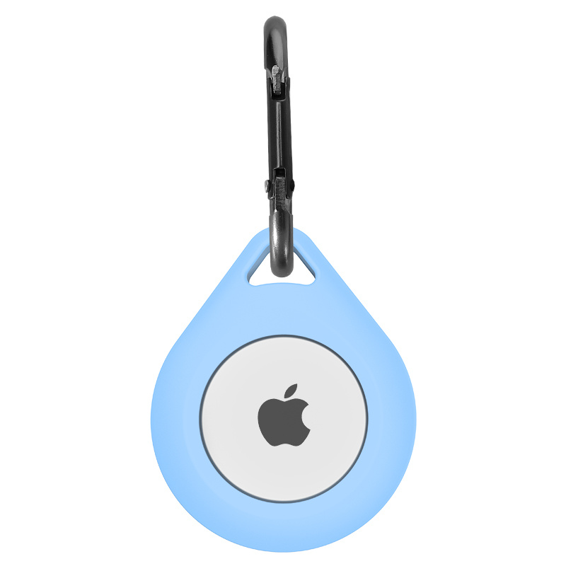 AirTag siliconen druppel sleutelhanger - lichtblauw