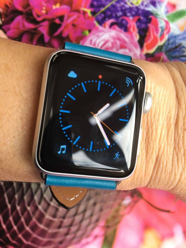 Apple Watch leren hermes band - lichtblauw