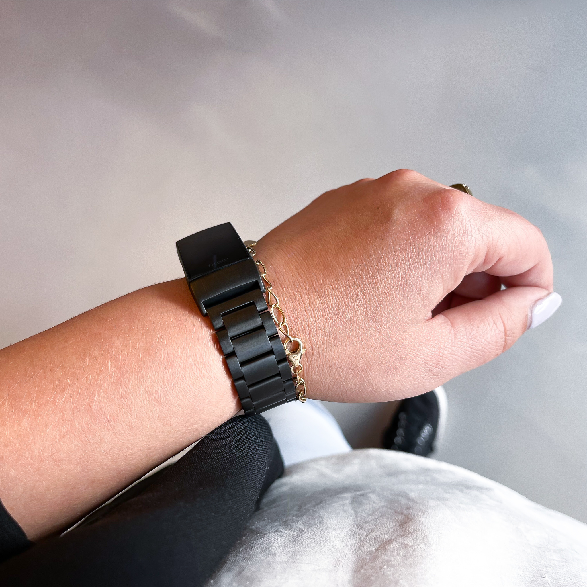 Fitbit Charge 3 & 4 kralen stalen schakel band - zwart