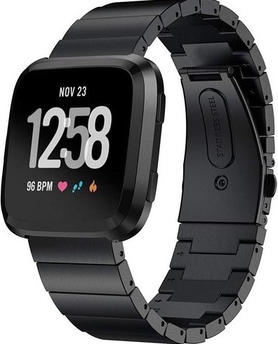 Fitbit Versa stalen schakel band - zwart