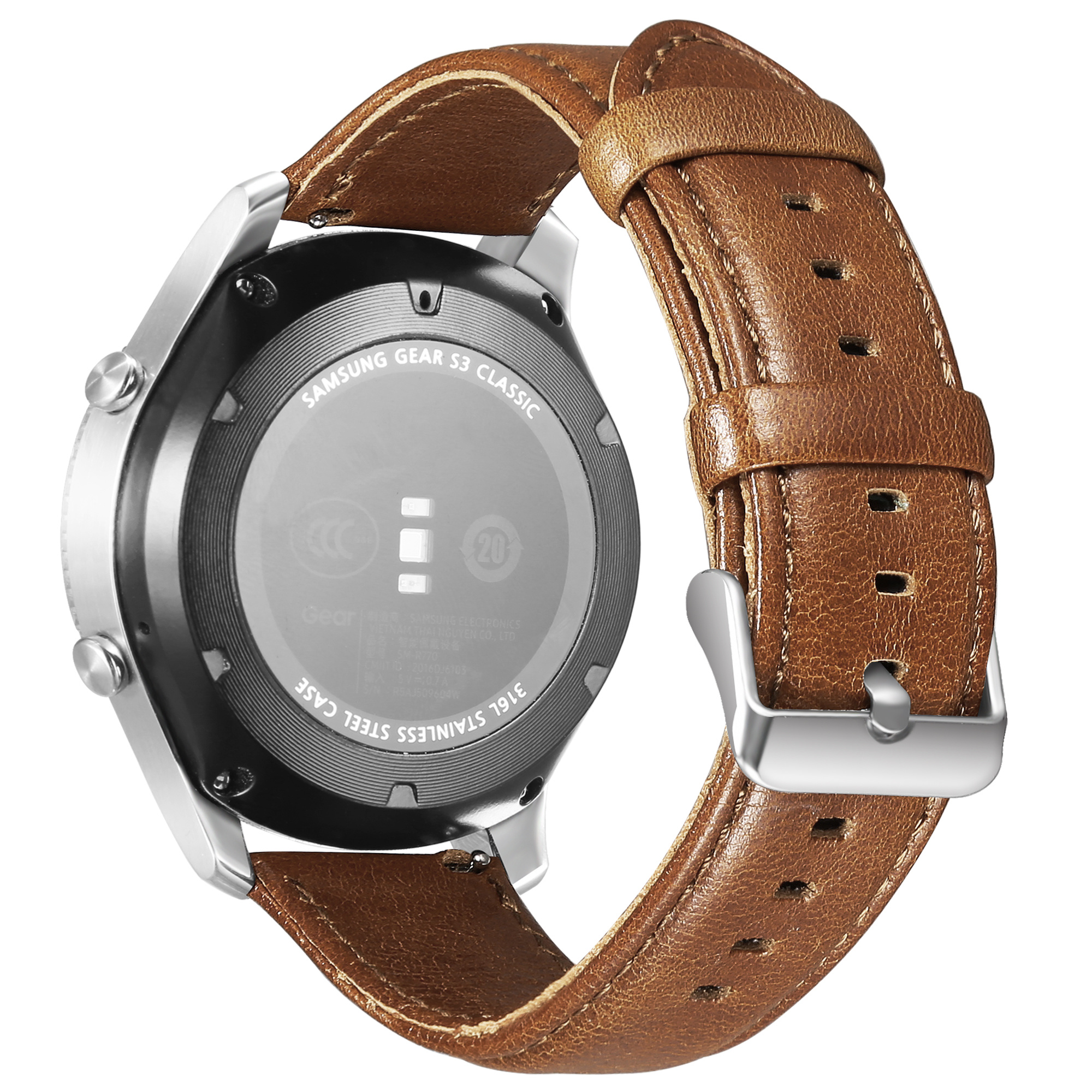 Samsung Galaxy Watch genuine leren band - lichtbruin
