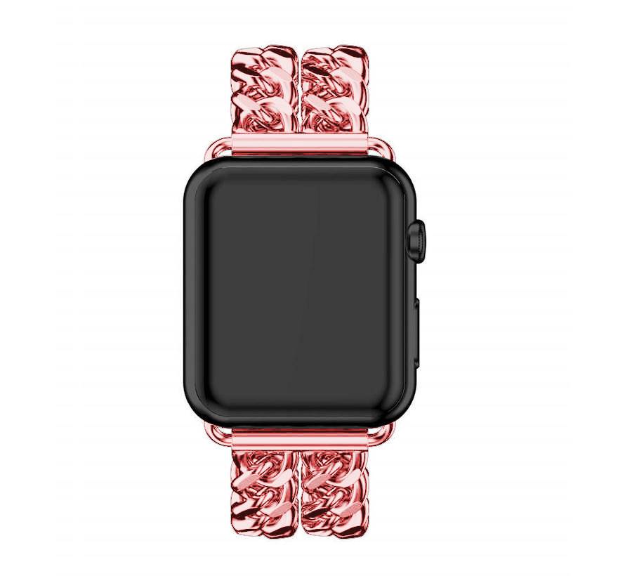 Apple Watch stalen cowboy schakel band - rose rood