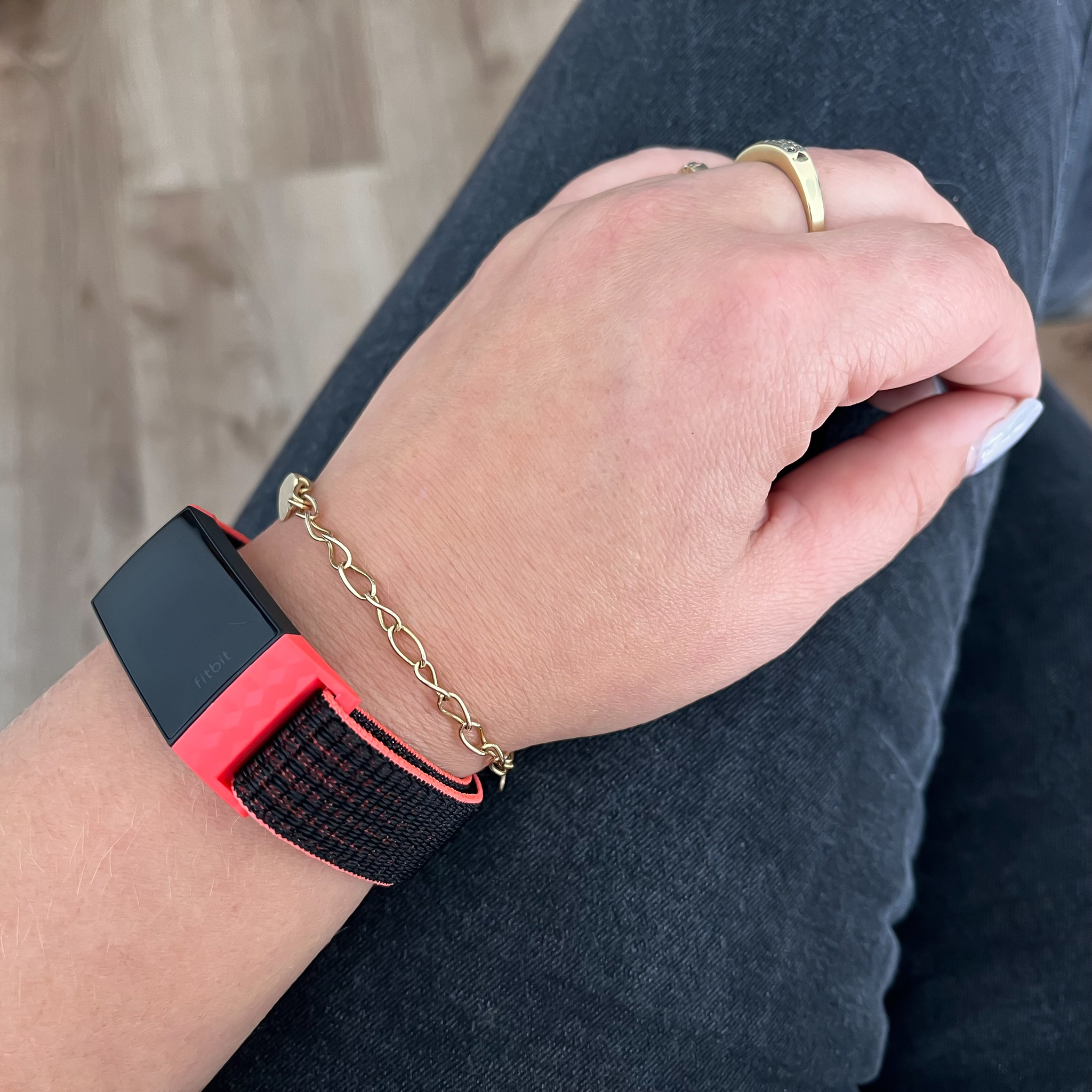 Fitbit Charge 3 & 4 nylon band - roze zwart