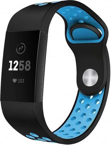 Fitbit Charge 3 & 4 dubbel sport band - zwart blauw