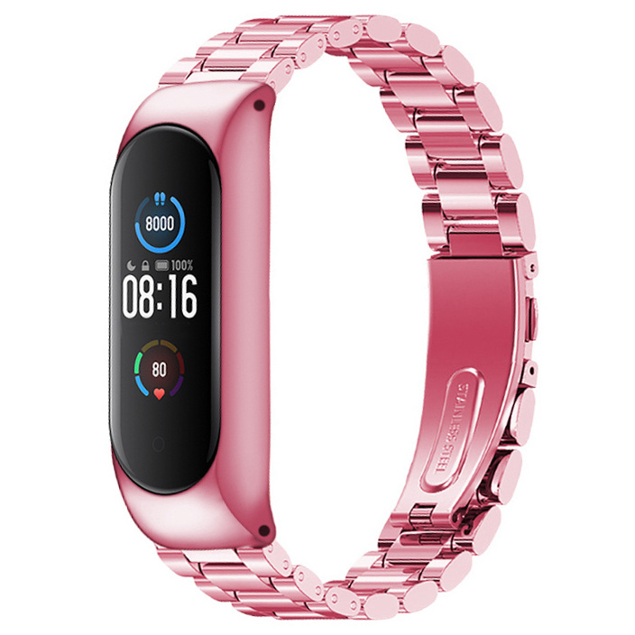 Xiaomi Mi 3/4/5/6 kralen stalen schakel band - mat rose rood