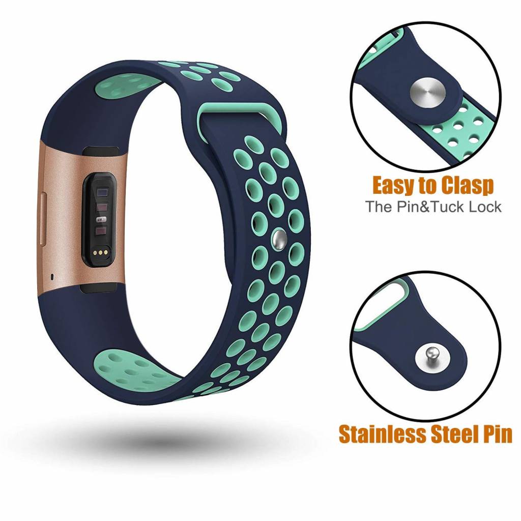 Fitbit Charge 3 & 4 dubbel sport band - donkerblauw lichtblauw