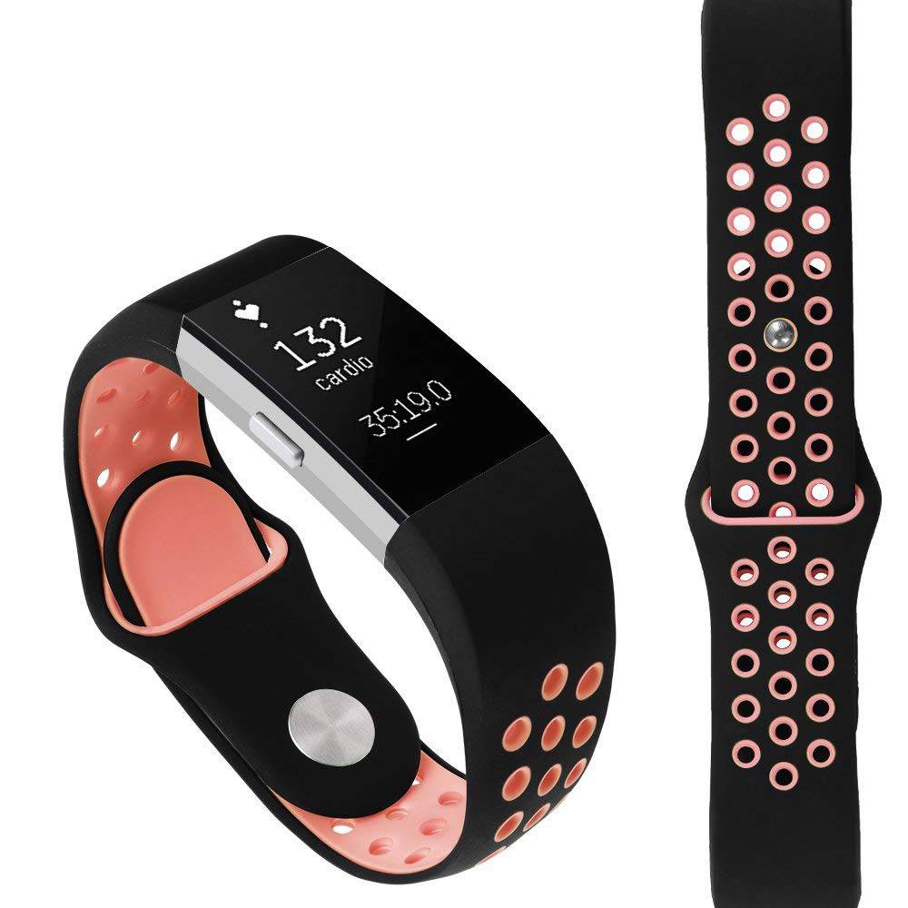 Fitbit Charge 2 dubbel sport band - zwart roze