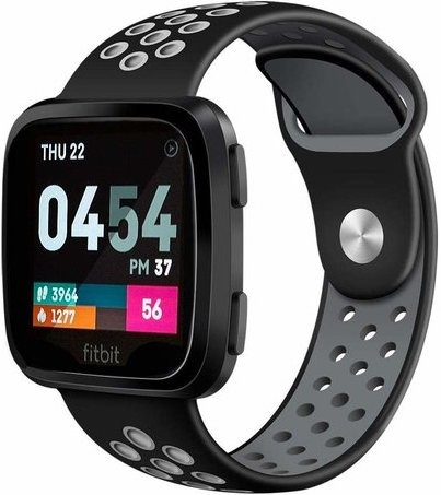 Fitbit Versa dubbel sport band - zwart grijs