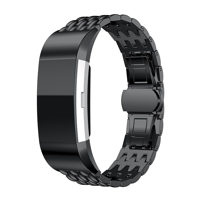 Fitbit Charge 3 & 4 draak stalen schakel band - zwart