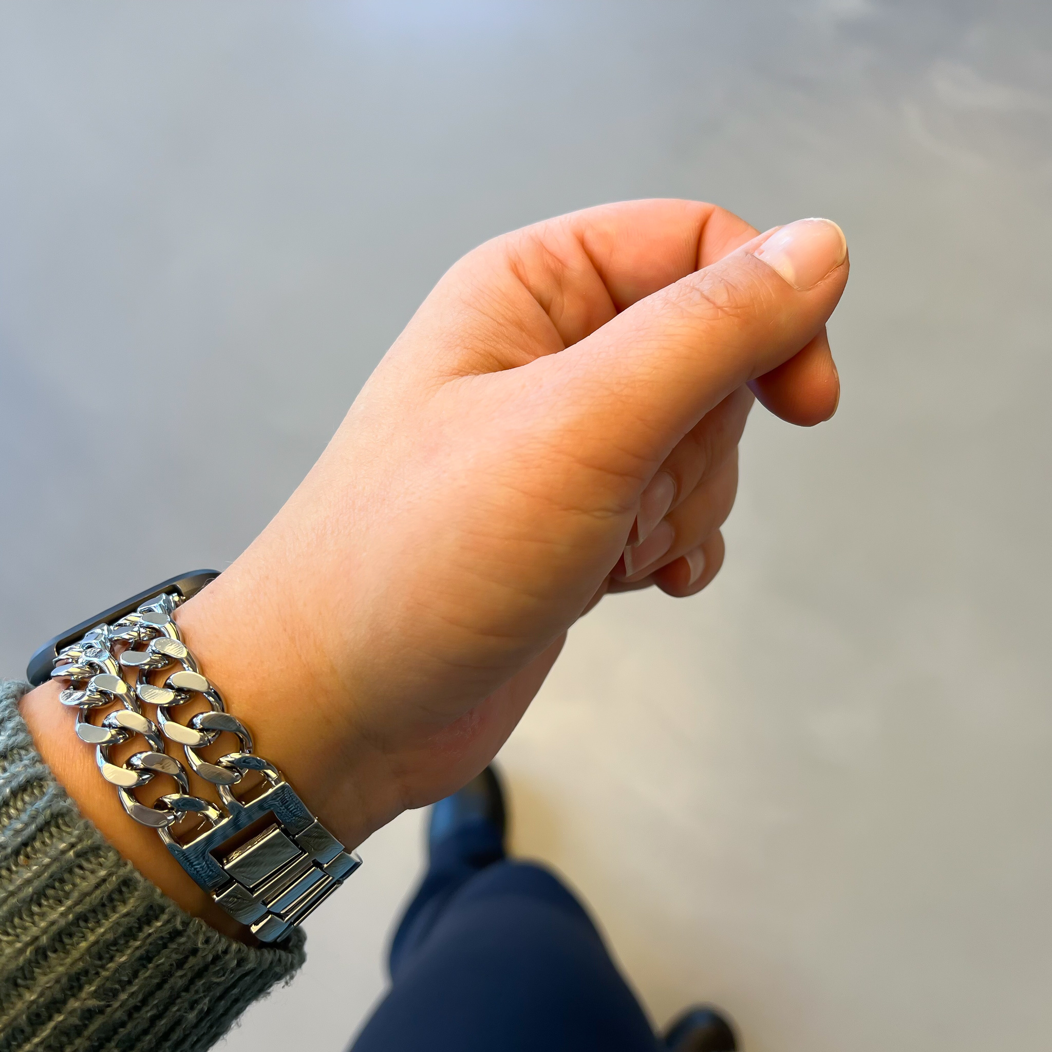 Fitbit Versa cowboy stalen schakel band - zilver