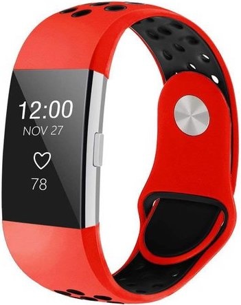 Fitbit Charge 2 dubbel sport band - rood zwart