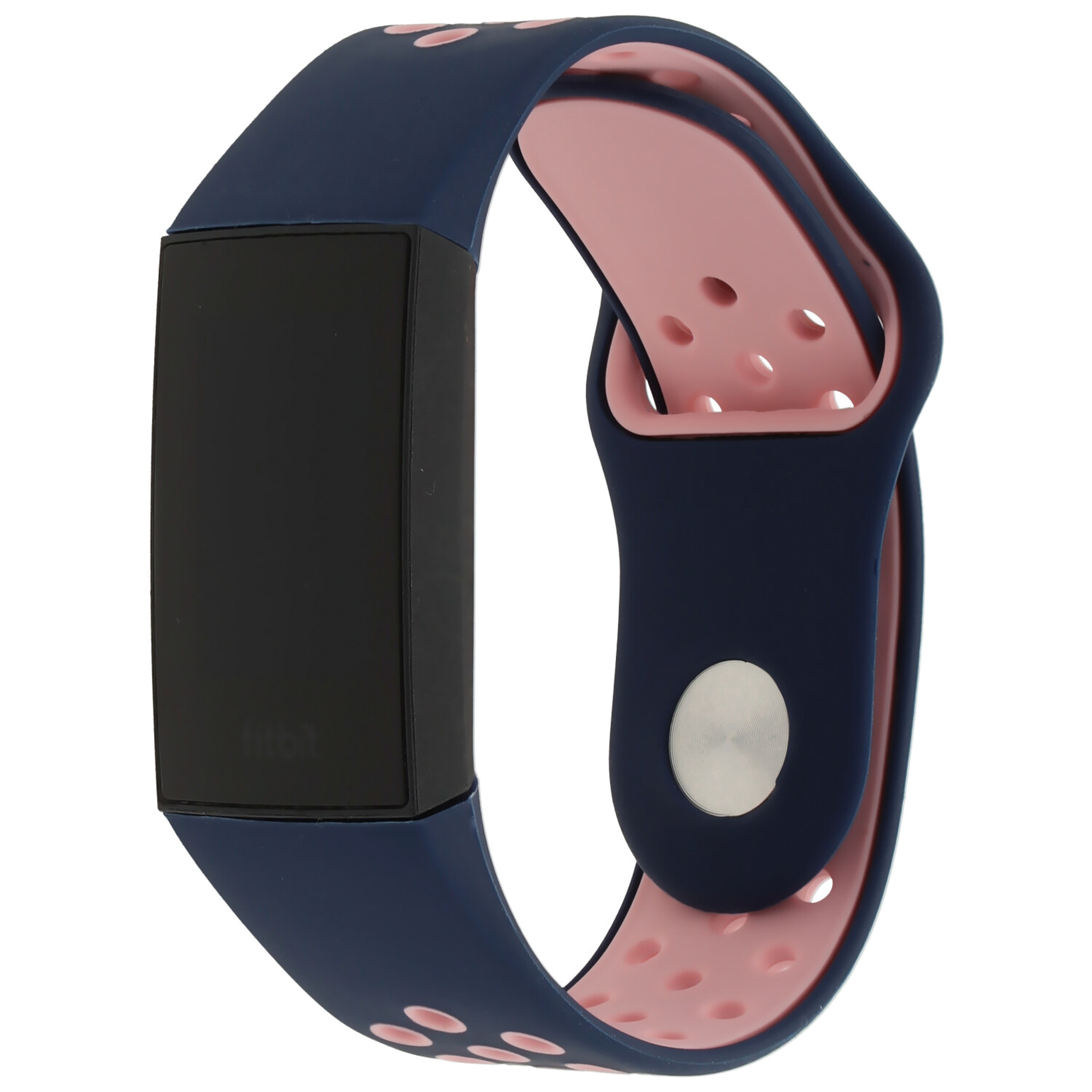 Fitbit Charge 3 & 4 dubbel sport band - donkerblauw roze