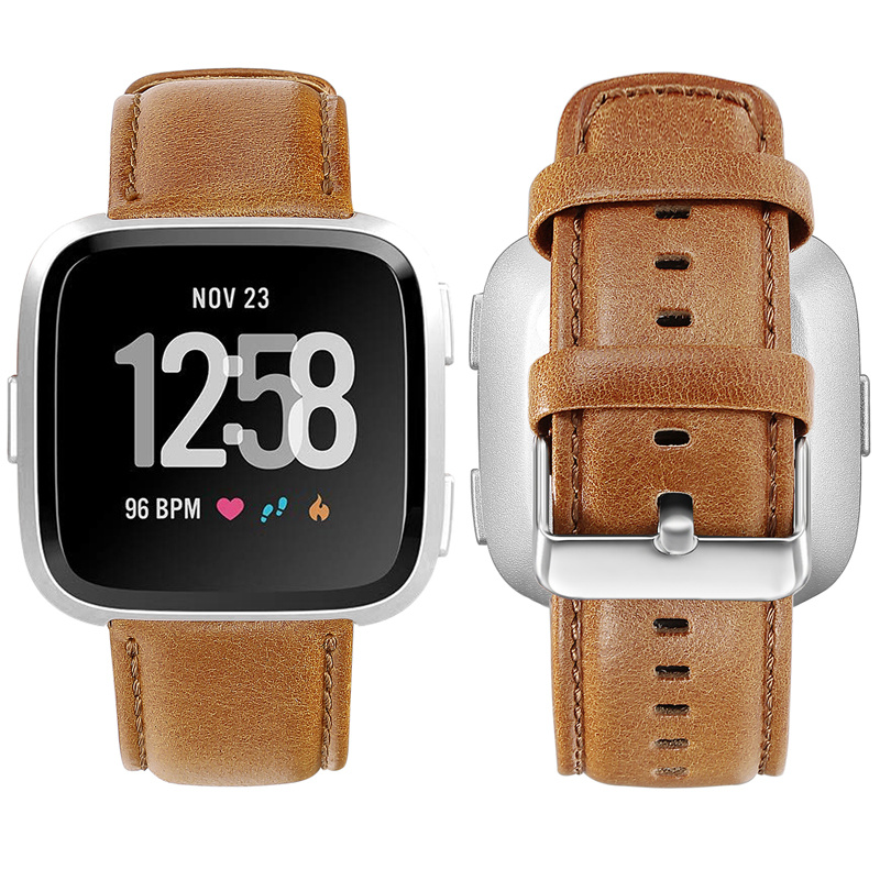Fitbit Versa genuine leren band - lichtbruin