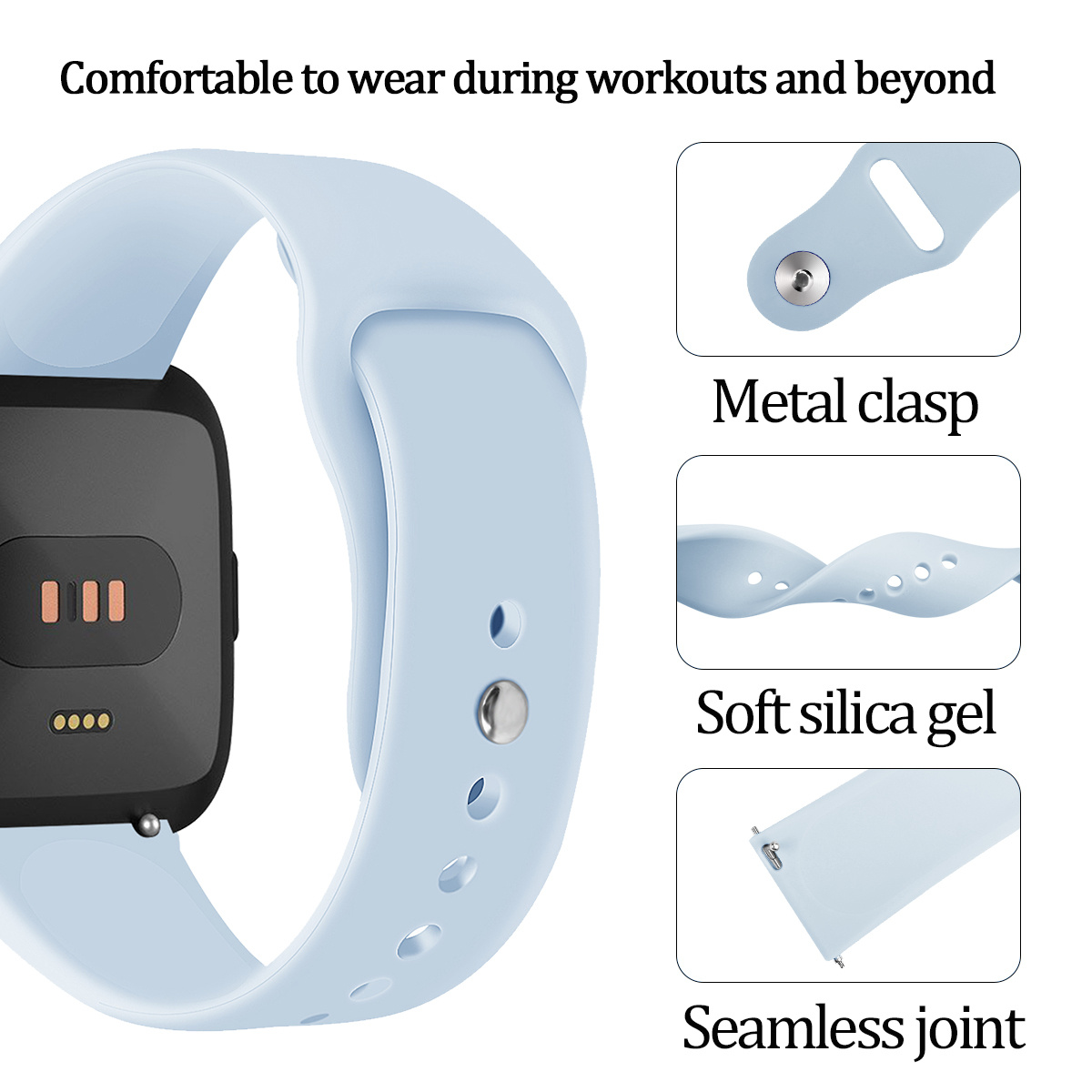 Fitbit Versa siliconen sport band - lichtblauw
