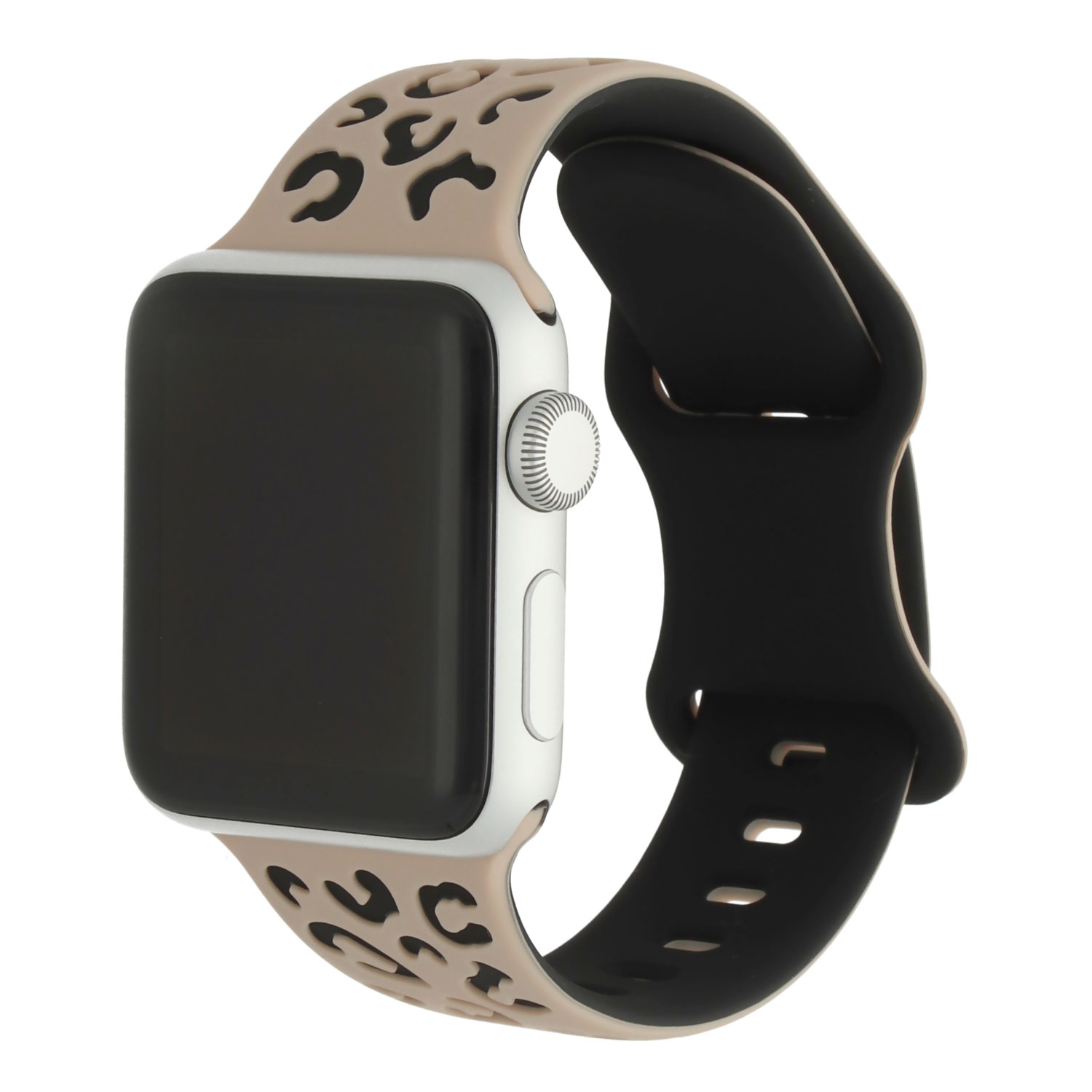 Apple Watch siliconen luipaard Wild band - lichtbruin zwart