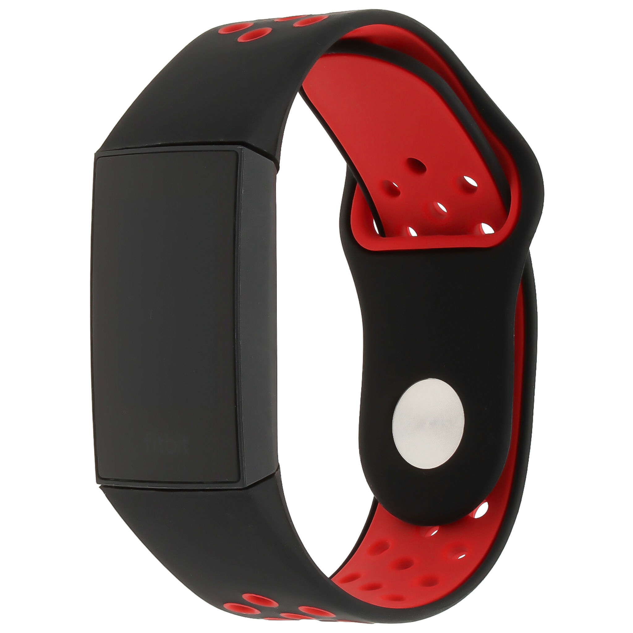 Fitbit Charge 3 & 4 dubbel sport band - zwart rood
