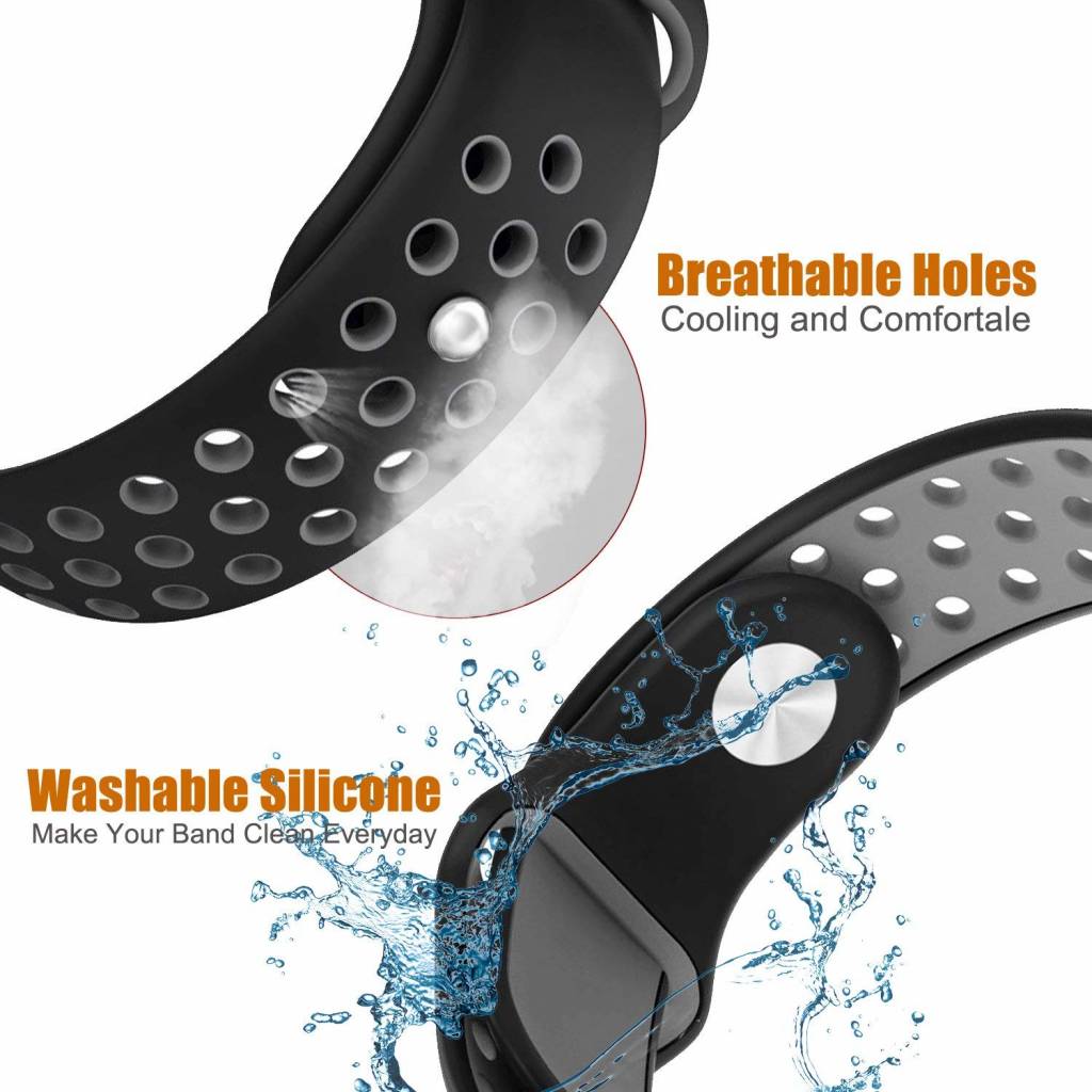 Fitbit Charge 3 & 4 dubbel sport band - zwart grijs