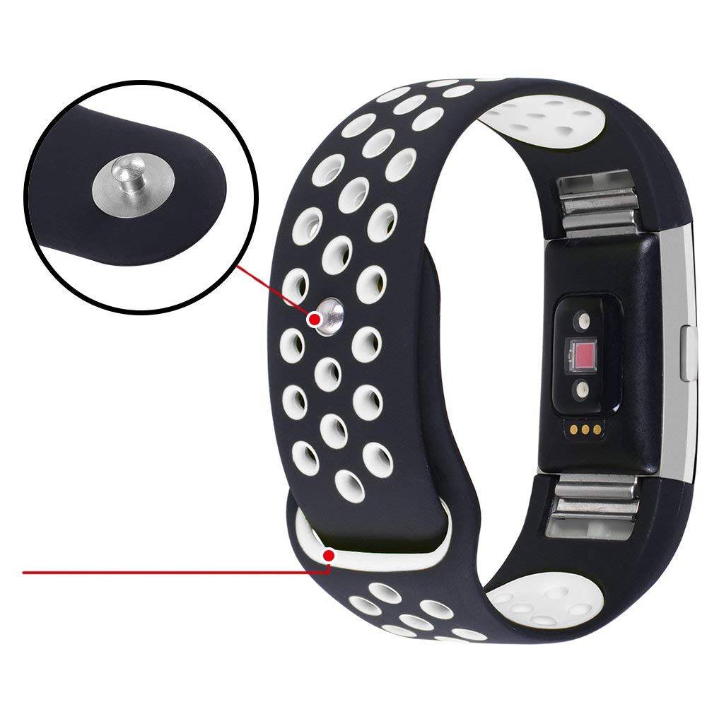 Fitbit Charge 2 dubbel sport band - zwart wit